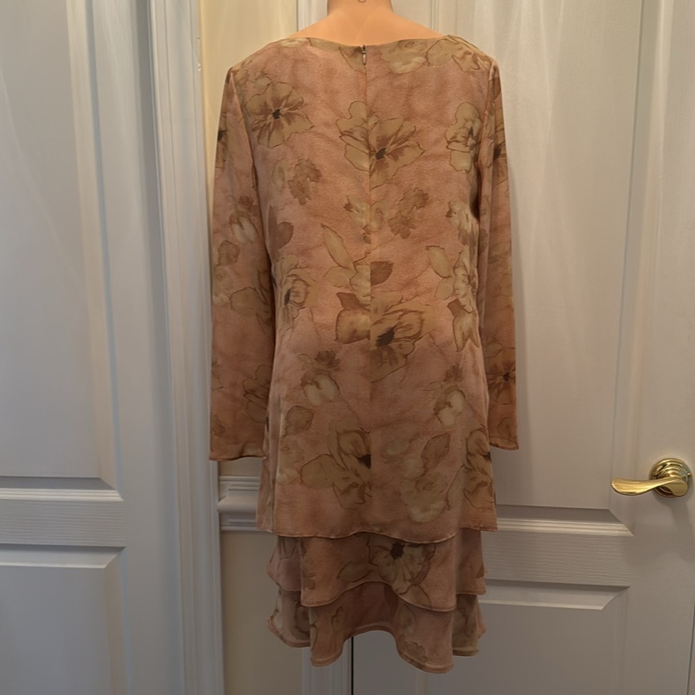 JONES NEW YORK DRESS Shift L/S Layered Tier Hem Pink Size 12 EUC $100 lcsr - Picture 8 of 12